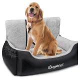 $45 BurgeonNest Dog Car Seat for Medium/Large Dogs Under 55 lbs, Soft Pet Car Travel Home Bed, Fully Detachable and Washable Booster Carseats with Storage Pockets and Clip-On Leash Portable Carrier,Bl