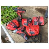 MILWAUKEE M12 Driver Tools - Batteries - 4 Chargers