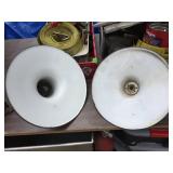 (2) Vintage Green/White Porcelain Light Fixtures