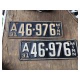 Vintage Pair 1931 Minnesota License Plates