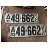 Vintage Pair 1933 Minnesota License Plates