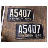 Vintage Pair 1940 Minnesota License Plates