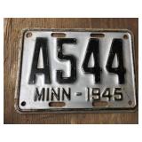 Vintage Single 1945 Minnestoa License Plate