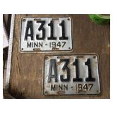 Vintage Pair 1947 Minnesota License Plates