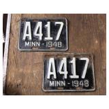 Vintage Pair 1948 Minnesota License Plates
