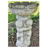 Cement Cherub Pedestal Planter 8 X 37 in