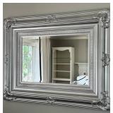 LARGE Ornate Silver Painted Wall Mirror 56 X 46 in