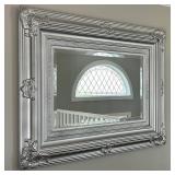 LARGE Ornate Silver Painted Wall Mirror 56 X 46 in