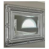 LARGE Ornate Silver Painted Wall Mirror 56 X 46 in