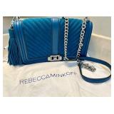 Rebecca Minkoff Blue Quilted Crossbody Bag With Chain Strap