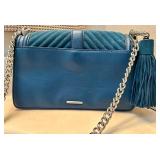 Rebecca Minkoff Blue Quilted Crossbody Bag With Chain Strap