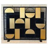 Mid-Century Modern Style Metal Fireplace Screen 38 X 30.5 in