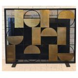 Mid-Century Modern Style Metal Fireplace Screen 38 X 30.5 in