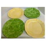 Pinchware 12' Plates Set of 4 and Faux Hydrangea set in Glass Vase