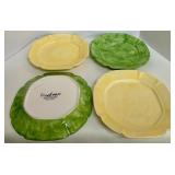 Pinchware 12' Plates Set of 4 and Faux Hydrangea set in Glass Vase