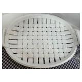 White Woven Ceramic Italian Tray, Mirrored Vase & Black Tray Mixed Lot