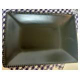 White Woven Ceramic Italian Tray, Mirrored Vase & Black Tray Mixed Lot