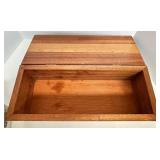 Wooden Box Mixed Lot With Wicker Basket, Ceramic Planter & Glass Dish 19 X 8 X 6 in