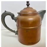 Vintage Copper & Brass PItcher and Art Nouveau Candelabra Mixed Lot