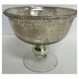 Mercury Glass Candle Holders, Pedestal Bowl and Vase (Lot of 5)