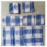 Blue & White Linen Tablecloth & Napkins Mixed Lot