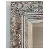 Ornate Silver-Tone Floral Mirror 30 X 33 X 2 Inches