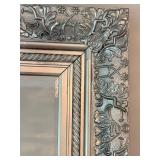 Ornate Silver-Tone Floral Mirror 30 X 33 X 2 Inches