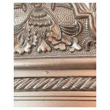 Ornate Silver-Tone Floral Mirror 30 X 33 X 2 Inches