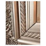 Ornate Silver-Tone Floral Mirror 30 X 33 X 2 Inches
