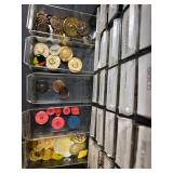 Mixed Lot of Assorted Buttons in Drawer Organizer including Vintage and MOP