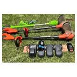 Black & Decker GrassHog Trimmers, Green Cordless Trimmer & Chargers Mixed Lot