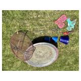 Garden Decor Mixed Lot With Fire Pit Screen & Planter Pots