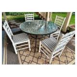Outdoor Patio Dining Set With Table, 4 Chairs & Bench