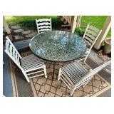 Outdoor Patio Dining Set With Table, 4 Chairs & Bench