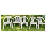Plastic Patio Chairs With 4 Covers (Lot of 5)