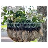 Hanging Geranium Planter in Decorative Basket