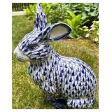Blue & White Ceramic Rabbit & Rooster Figurines Mixed Lot