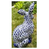 Blue & White Ceramic Rabbit & Rooster Figurines Mixed Lot
