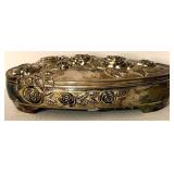 Godinger Silver Art Jewelry Casket With Costume Faux Pearl Necklace