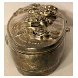 Godinger Silver Art Jewelry Casket With Costume Faux Pearl Necklace