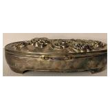 Godinger Silver Art Jewelry Casket With Costume Faux Pearl Necklace