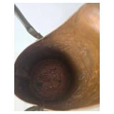 Vintage Copper & Brass Coal Scuttle With Ceramic Handle