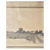 Antique Framed Landscape Etching Signed Lower Right