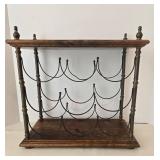 Vintage Italian Wood & Iron Wine Rack