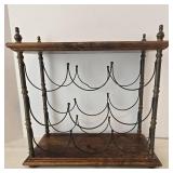 Vintage Italian Wood & Iron Wine Rack