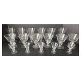 Swedish Crystal Gulli Seneca Ingrid Lobe Stem Glass Set (Lot of 17)