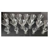Swedish Crystal Gulli Seneca Ingrid Lobe Stem Glass Set (Lot of 17)