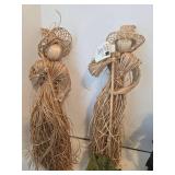 Halloween Decor Mixed Lot With Paper Mache Witch, Ghost Candle & Pumpkin Plate