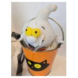 Halloween Decor Mixed Lot With Paper Mache Witch, Ghost Candle & Pumpkin Plate