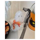 Halloween Decor Mixed Lot With Paper Mache Witch, Ghost Candle & Pumpkin Plate
